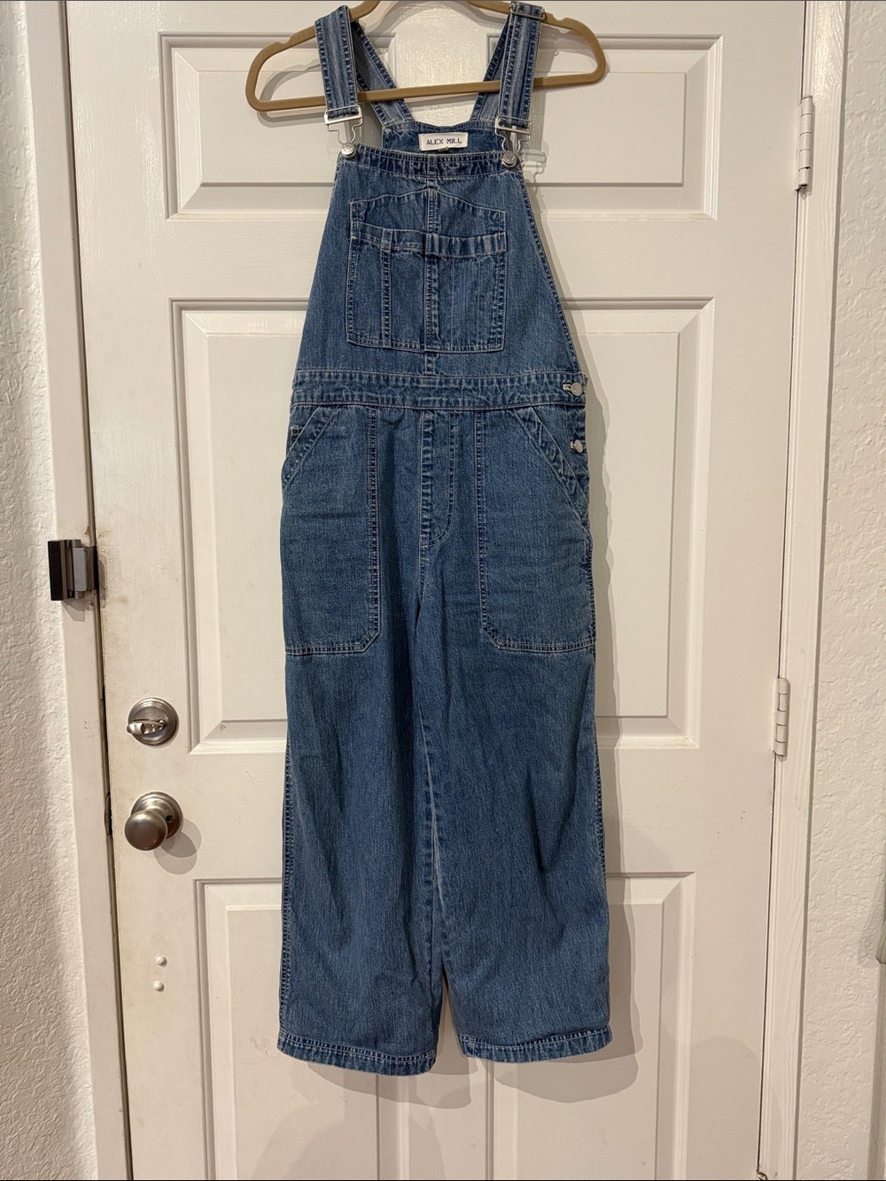 Alex Mill Lili Denim Overalls — Paris Medium Blue Petite Length